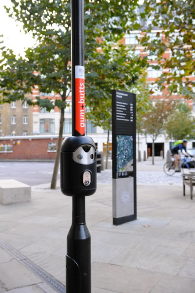 Smartbin installed on existing street furniture