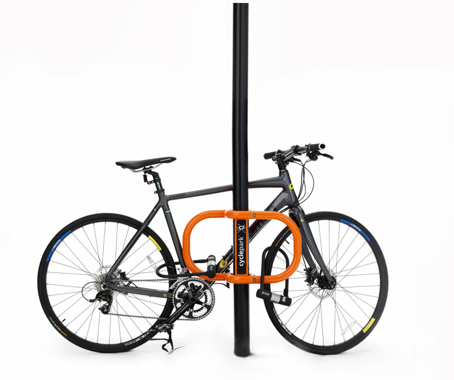Bicycle secured to a Smartstreets Cyclepark
